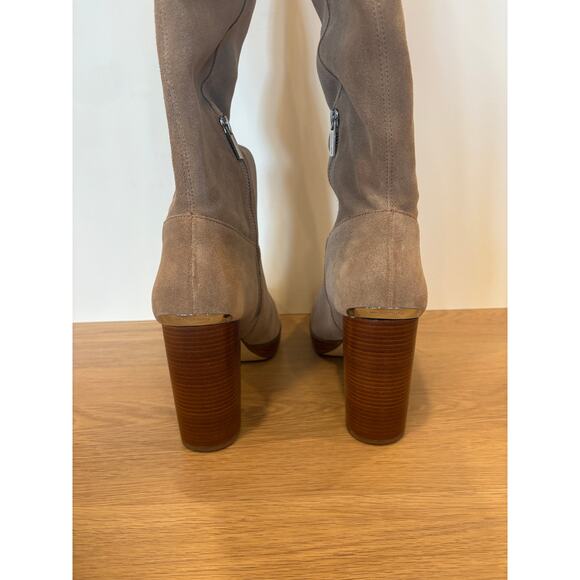 Michael Kors suede tan janice chunky high heel knee high boots size 10M - Picture 3 of 4